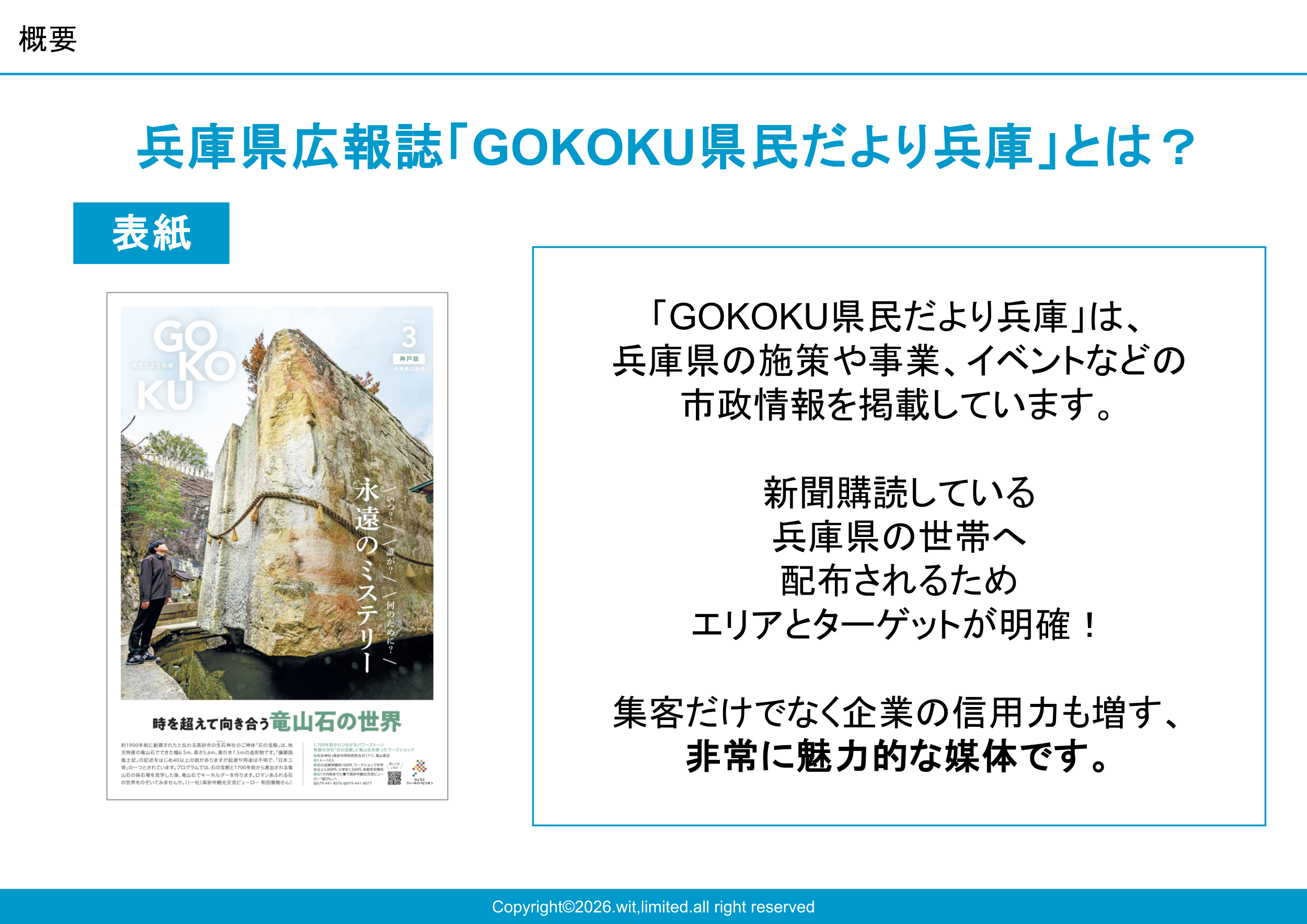 兵庫県209万部の全戸配布を行う公式広報紙の媒体資料。信頼と権威の兵庫県公認メディア 2枚目