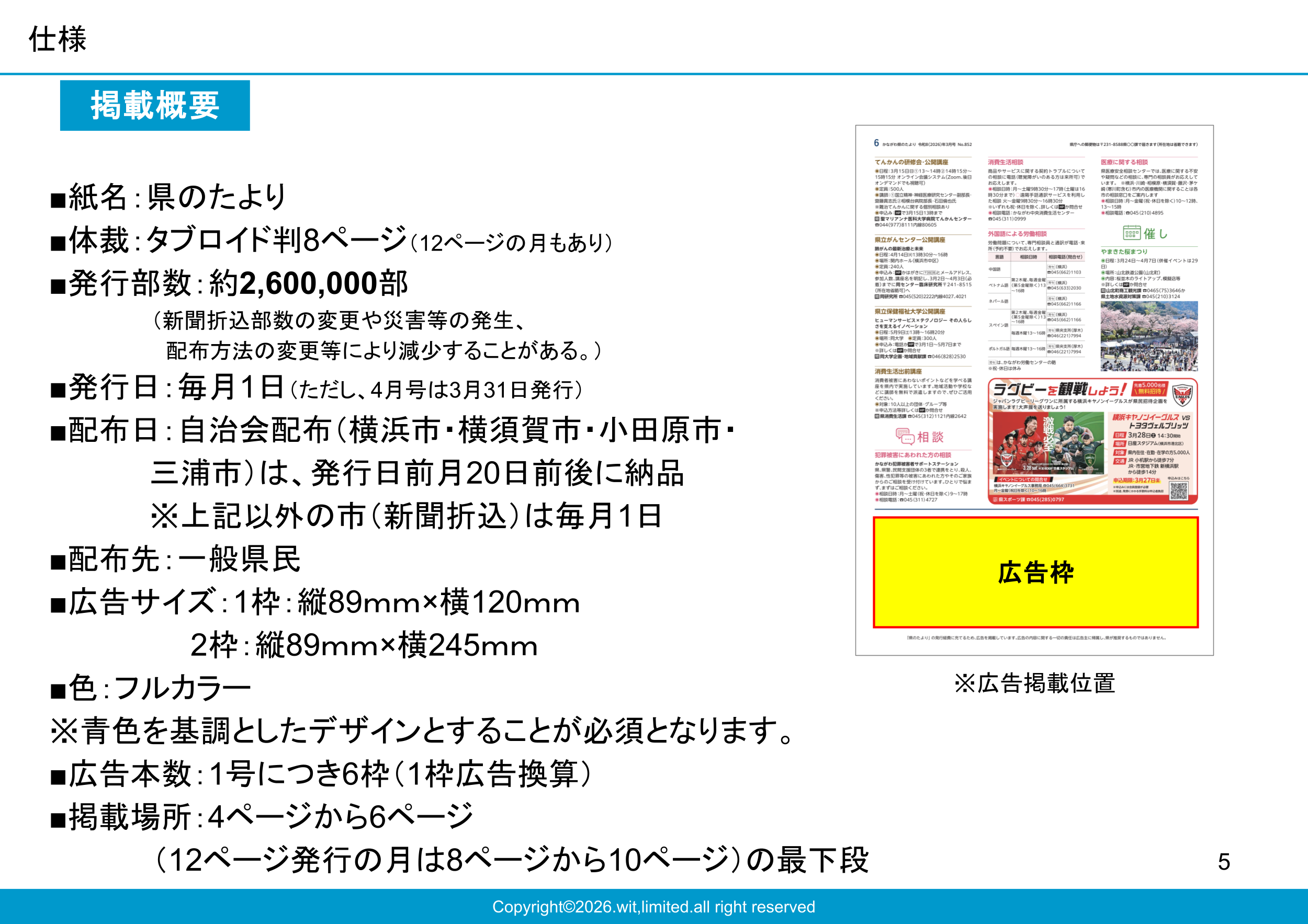 神奈川県260万部の全戸配布を行う公式広報紙媒体資料3枚目